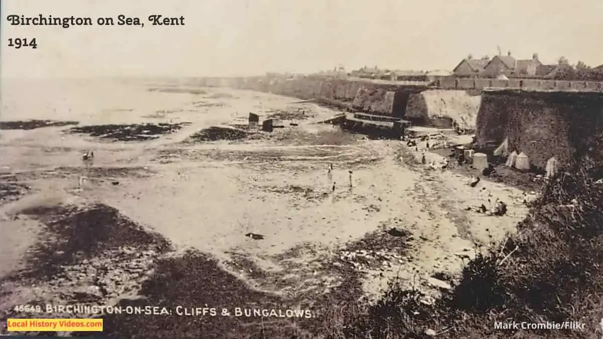 Old photo postcard of the cliffs at Birchington on Sea Kent