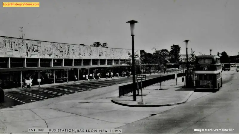 Old photo postcard of the new bus station at Basildon essex c1960