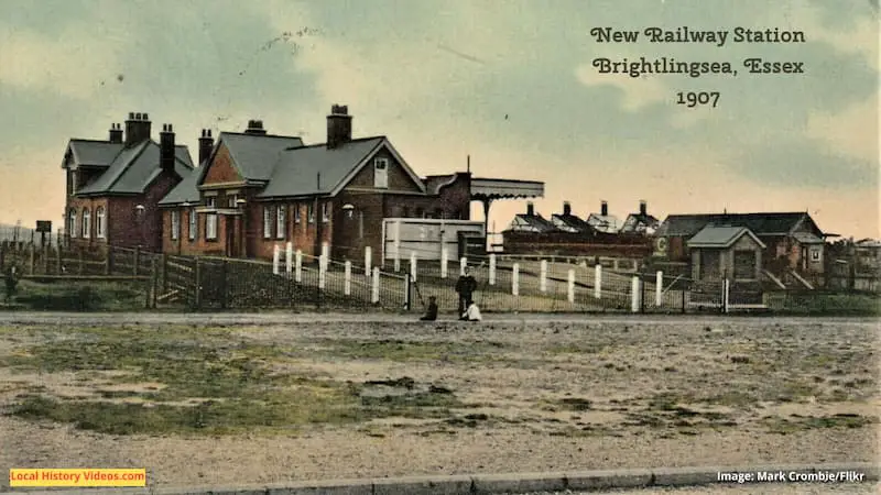 Old photo postcard of the new railway station Brightlingsea Essex 1907