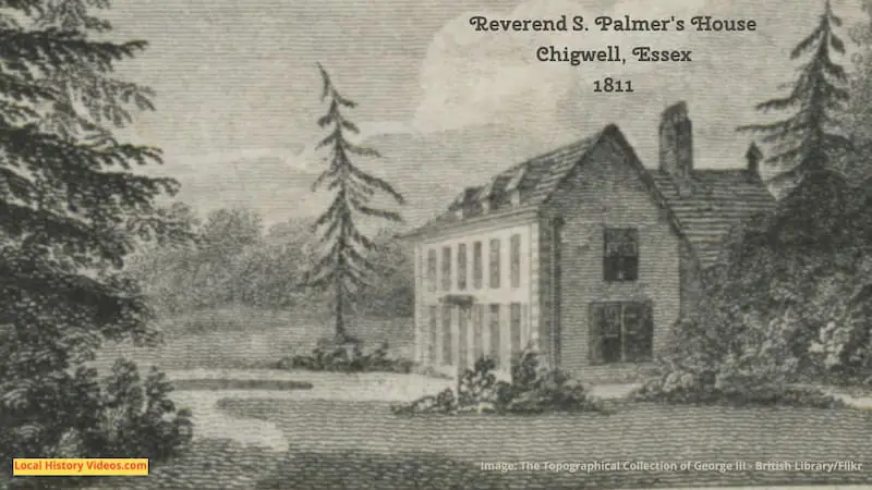 Old picture of Rev Palmer house Chigwell Essex 1811