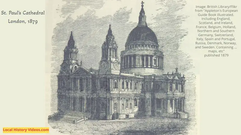 Old picture of St Pauls Cathedral London England published 1879