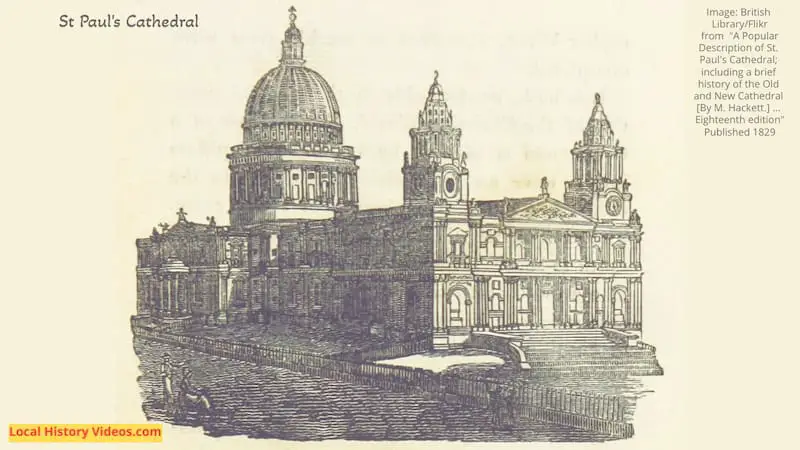 Old picture of St Pauls Cathedral London published 1829