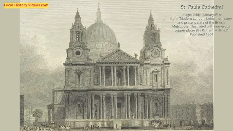 Old picture of St Pauls Cathedral in London published 1804