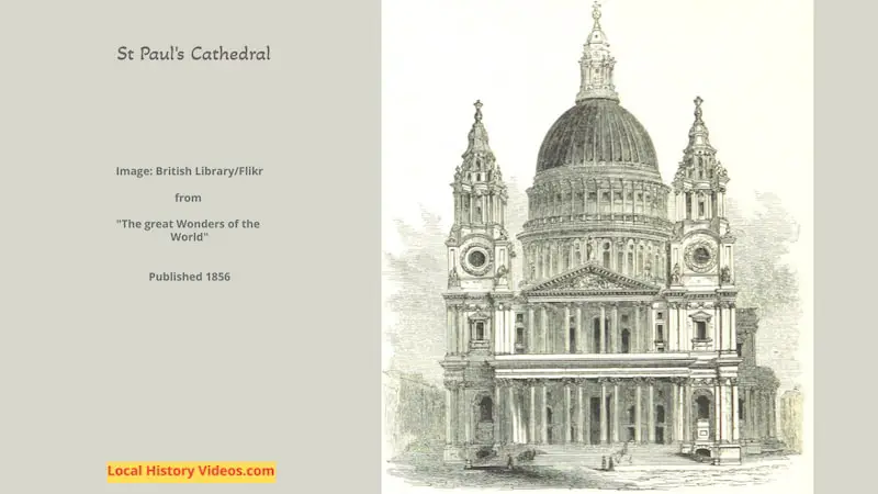 Old picture of St Pauls Cathedral in London published in 1856