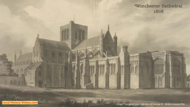 Old picture of Winchester Cathedral 1808