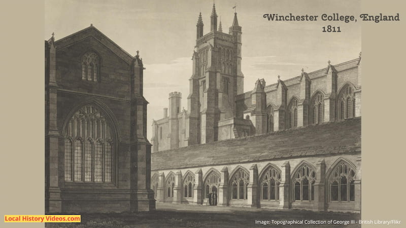 Old picture of Winchester College Hampshire England 1811