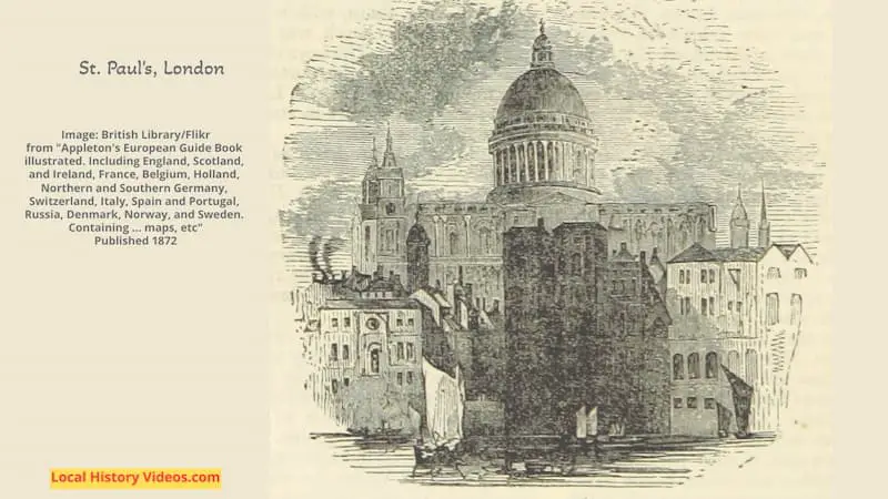 Old picture of st pauls cathedral in london from the thames