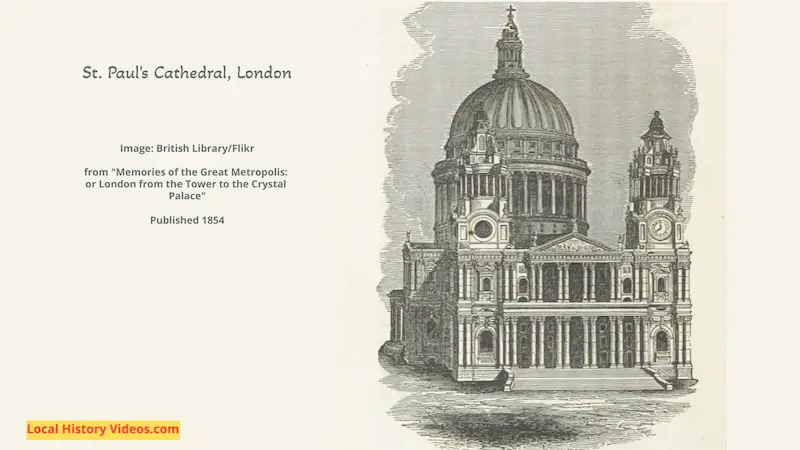 Old picture of st pauls cathedral in london published 1854