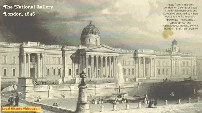 Old picture of the National Gallery Trafalgar Square London 1846
