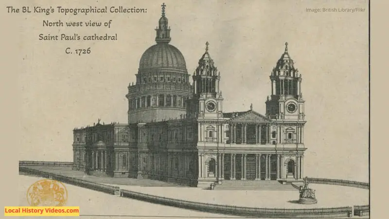 Old picture of the North west view of St Paul's Cathedral London published around 1726
