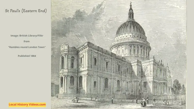 Old picture of the eastern end of St Pauls Cathedral london published 1884