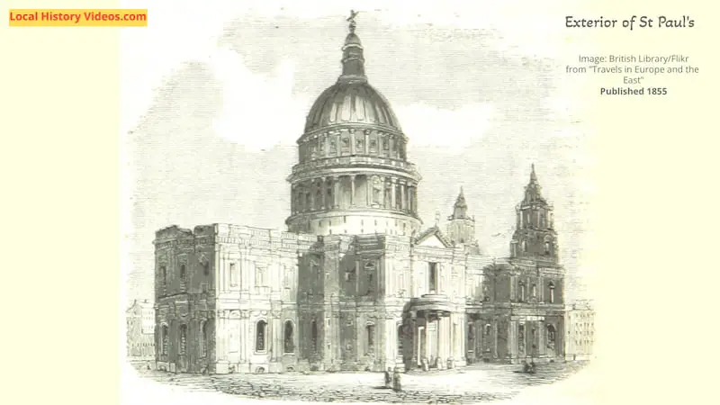 Old picture of the exterior of St Pauls Cathedral London published 1855