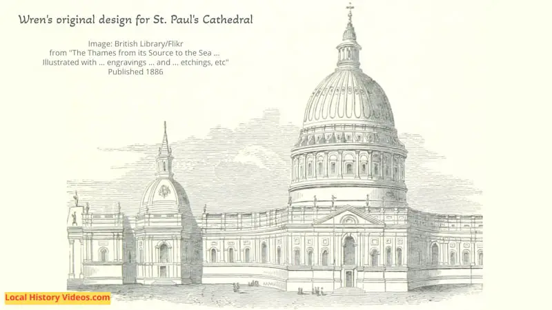 Old picture of wrens original design for st pauls cathedral in london