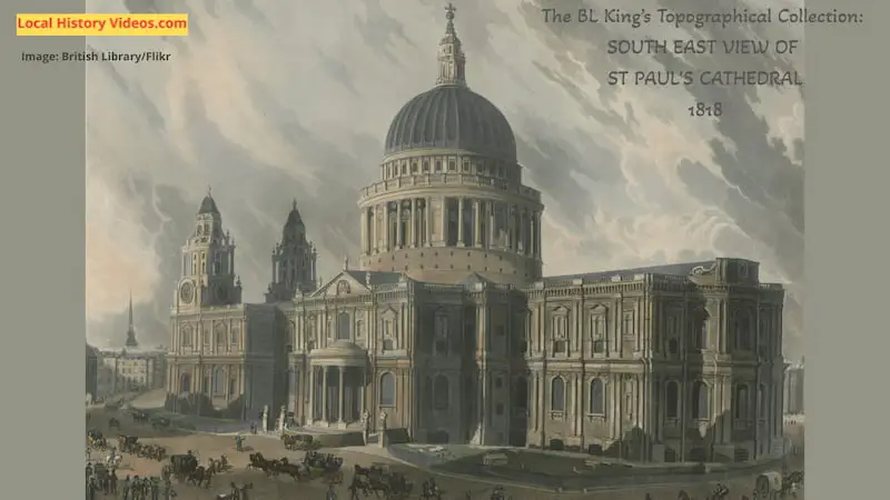 Old picture of the South east view of Saint Paul's Cathedral, published in 1818