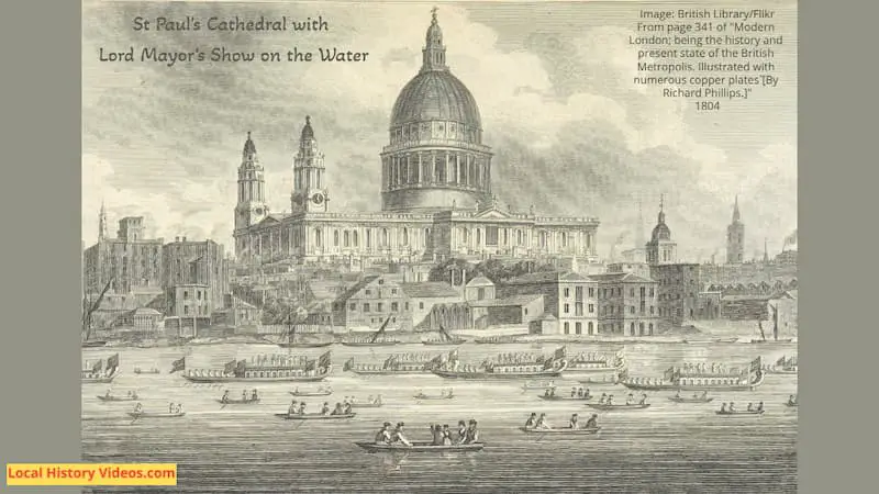 St Paul's Cathedral with Lord Mayor's Show on the Water 1804