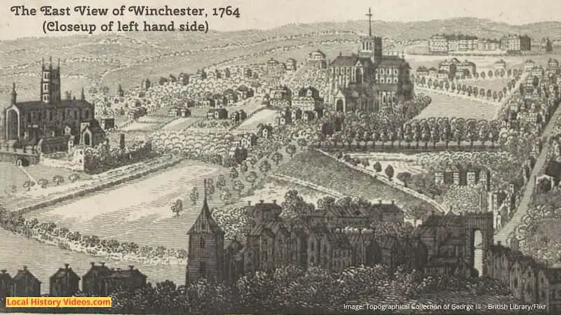 Closeup of Old picture of The East View of Winchester 1764