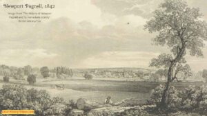 Old book illustration of Newport Pagnell Buckinghamshire published in 1842