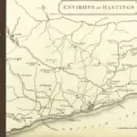 Old map of Hastings and Winchelsea East Sussex England published 1827