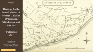 Old map of Hastings and Winchelsea East Sussex England published 1827