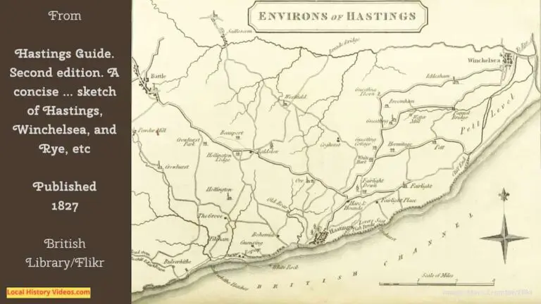 Old map of Hastings and Winchelsea East Sussex England published 1827
