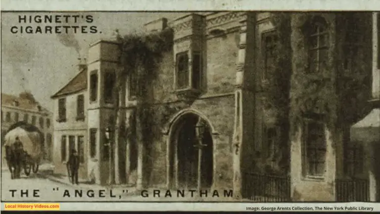 Old photo cigarette card of The Angel at Grantham Lincolnshire England