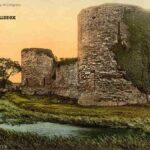 Old photo of Pevensey Castle East Sussex England taken before 1905