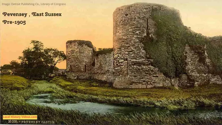 Old photo of Pevensey Castle East Sussex England taken before 1905