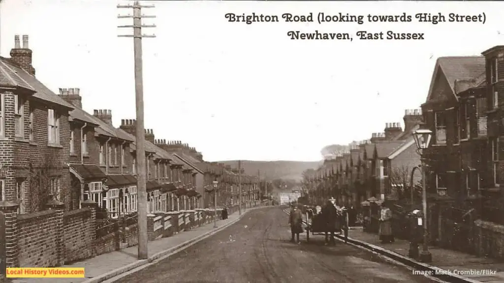 Old photo postcard of Brighton Road Newhaven east Sussex England