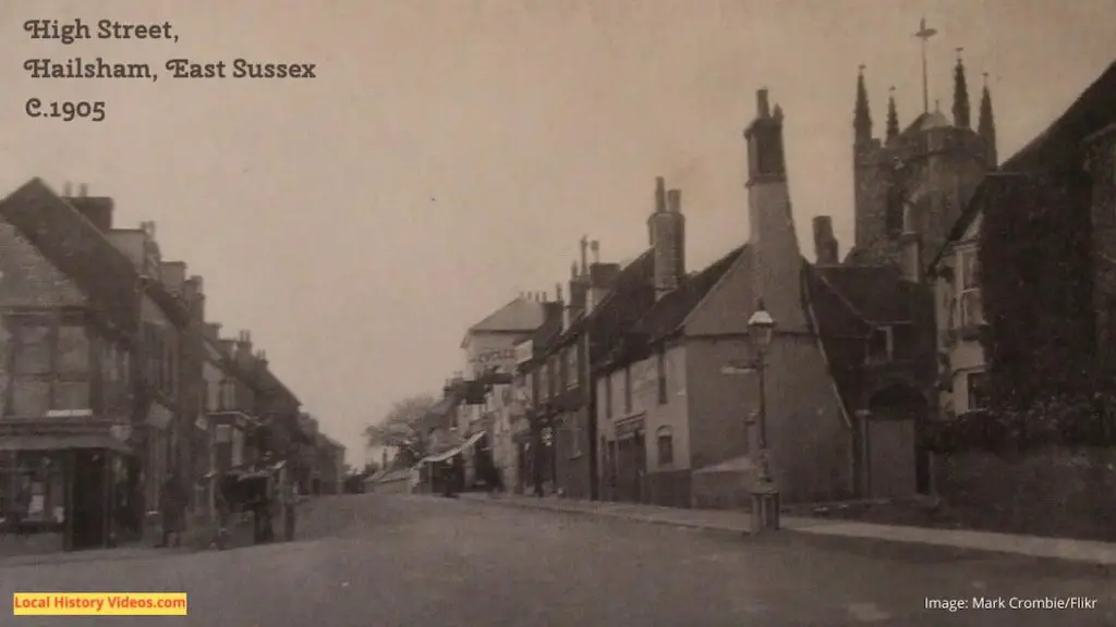Old photo postcard of the High Street Hailsham Sussex c1905