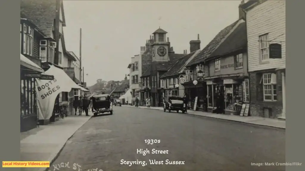 Old photo postcard of the High Street Steyning West Sussex England in the 1930s