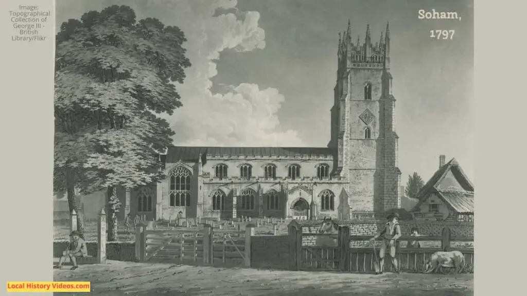Old picture of Soham Church Cambridgeshire published in 1797