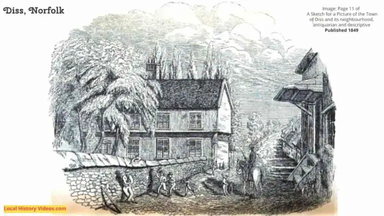 Old book illustration of Diss Norfolk England published 1849