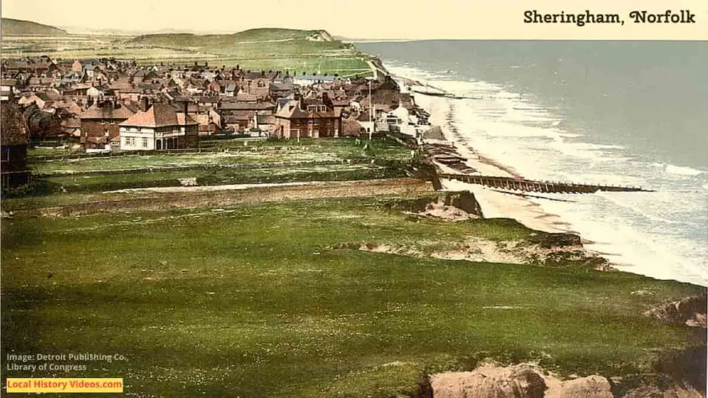 Old photo of Sheringham Norfolk England taken from the East Cliff