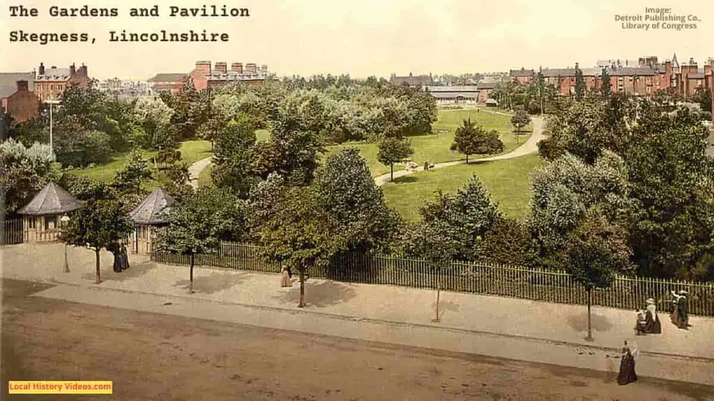 Old photo of the gardens and pavilion at Skegness Lincolnshire England circa 1900