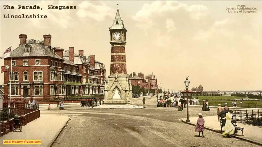 Old photo of the tower and Parade Skegness Lincolnshire England circa 1900