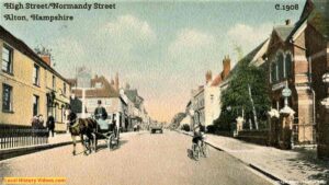 Old photo postcard of High Street Normandy Street Alton Hampshire England posted 1908