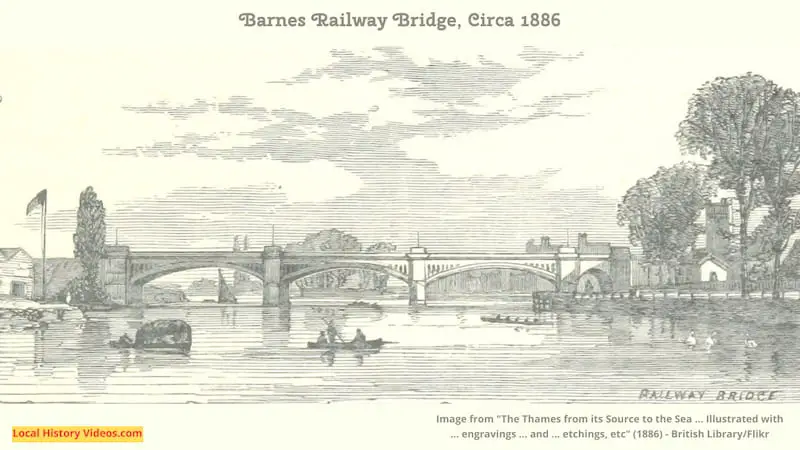Old picture of Barnes Railway Bridge England 1886