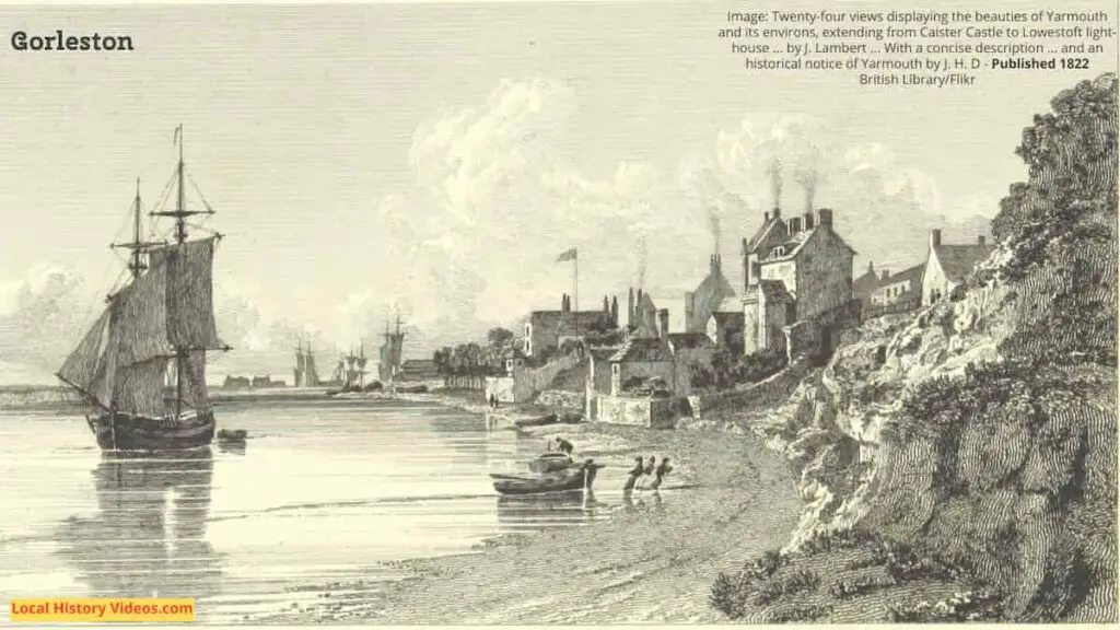 Old picture of Gorleston-on-Sea previously in Suffolk now in Norfolk England published in 1822