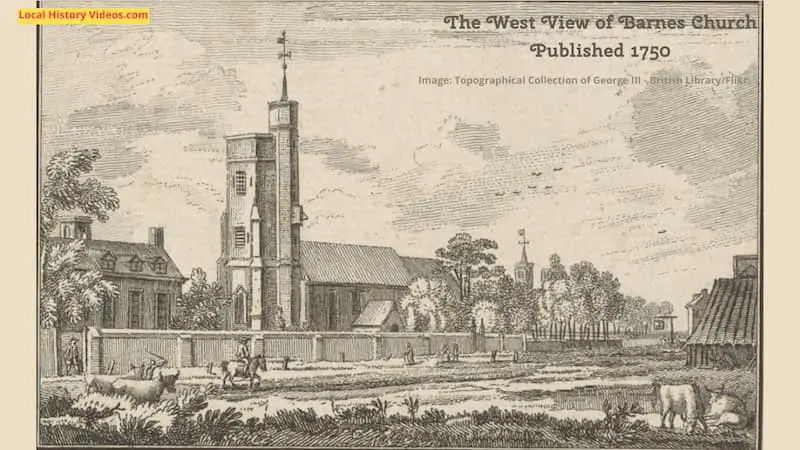 Old picture of the West View of Barnes Church