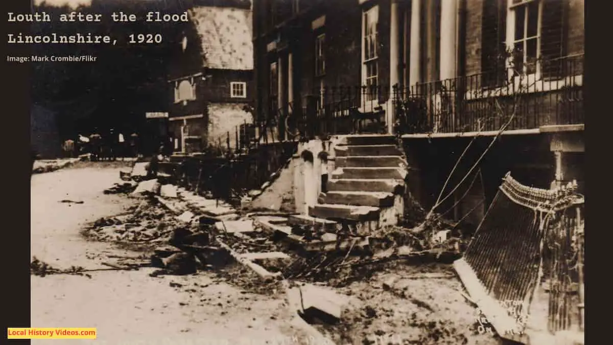 Old picture postcard of Louth Lincolnshire England 1920 after flooding