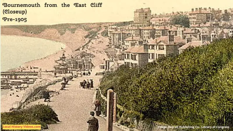 Closeup of an old photo taken at the East Cliff at Bournemouth Dorset England UK
