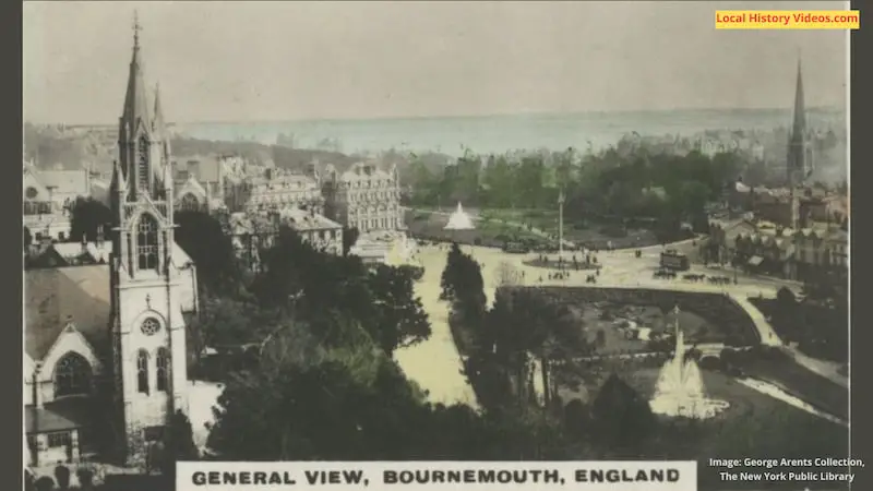Old cigarette card photo of the view of Bournemouth Dorset England UK