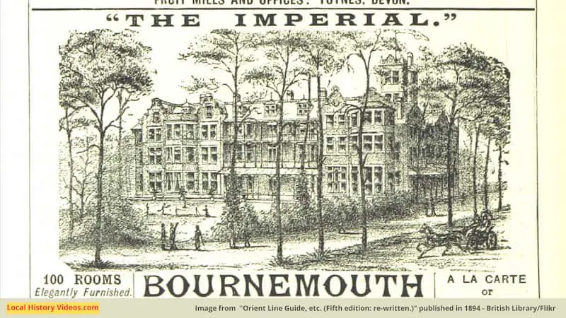 Old illustration of the Imperial Hotel Bournemouth published in 1894