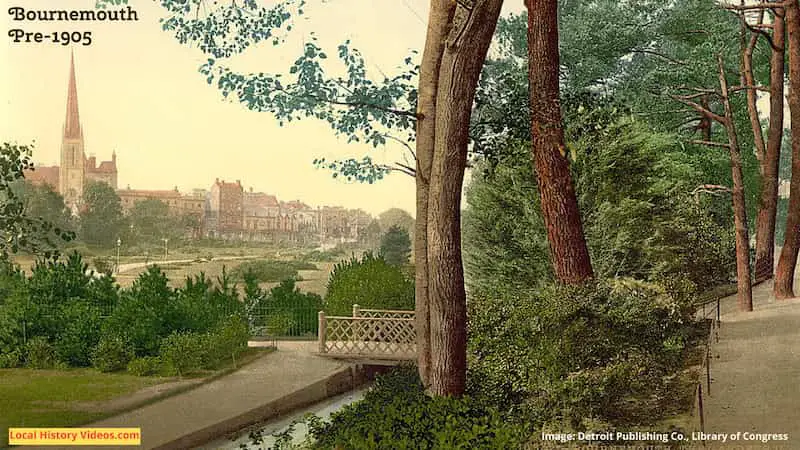 Old photo of Bournemouth from the gardens Dorset England