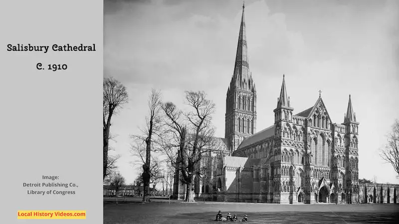 Old photo of Salisbury Cathedral Wiltshire England Circa 1910