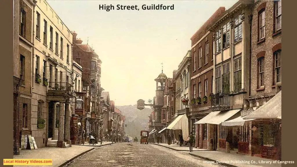 Old photo of the High Street, Guildford, taken by 1905