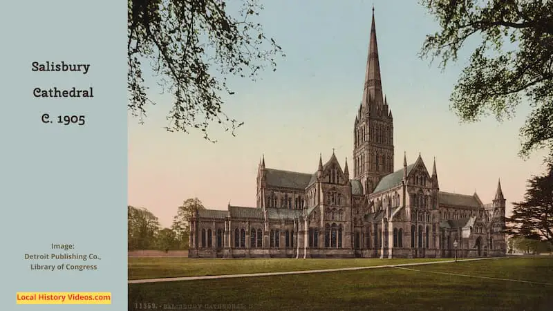 Old photo of the North East of Salisbury Cathedral Wiltshire England Circa 1905