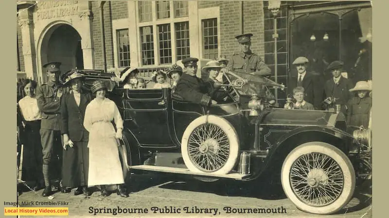 Old photo postcard of Springbourne Public Library Bournemouth Dorset England