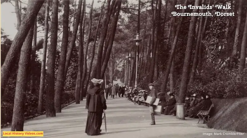 Old photo postcard of The Invalids' Walk Bournemouth Dorset England