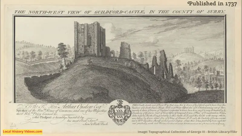 Old picture of Guildford Castle Surrey 1737